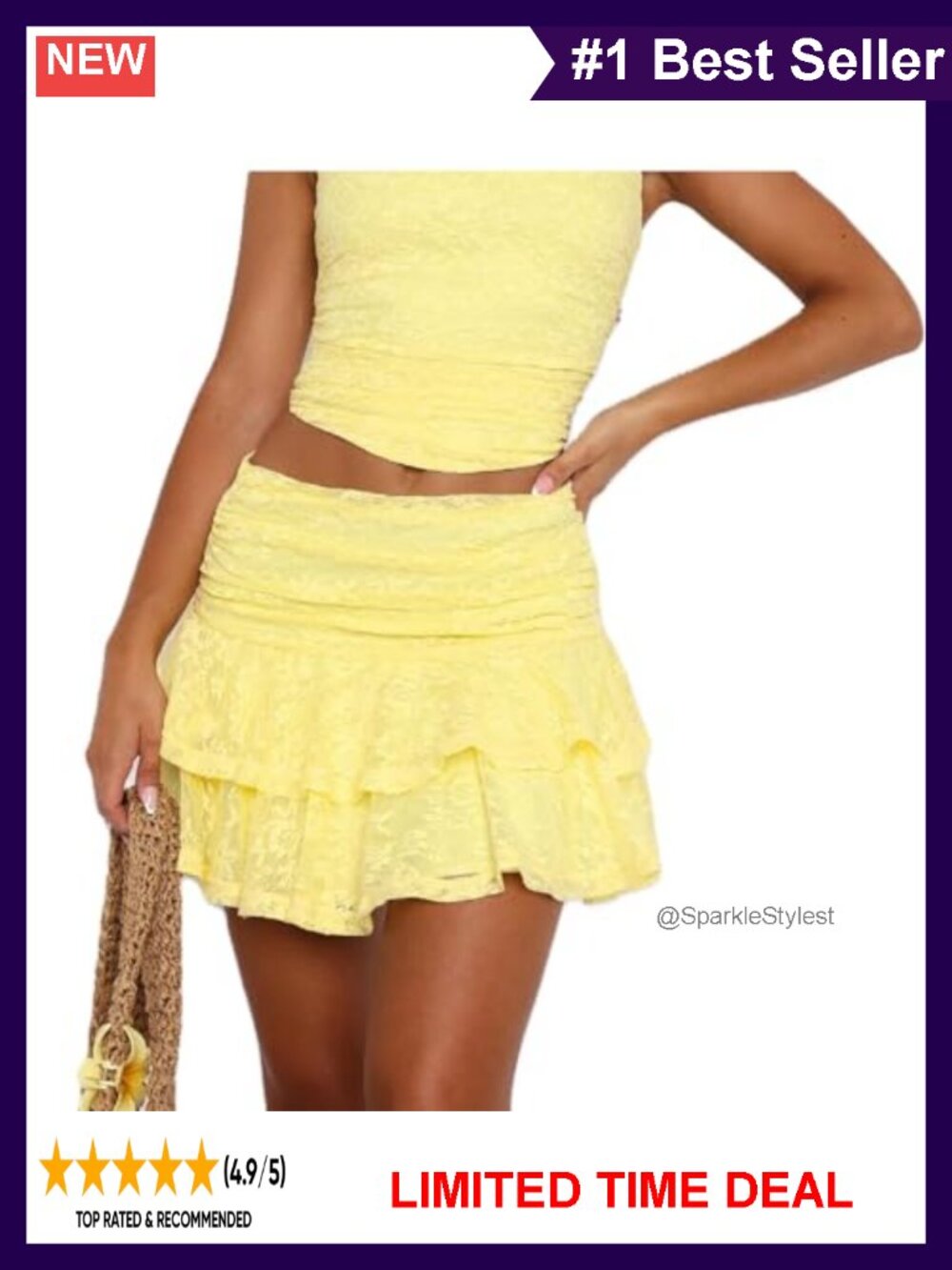 Lace Mini Skirt Ruffle Low Waist Layered Pleated Flowy Sheer Mesh Half Slip